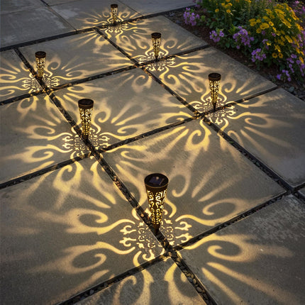 Go2garden 6Pcs Solar Lights Outdoor Decorative Conical Garden Stakes for Patio, Yard, Lawn, Pathway Decor Landscape Lighting Mothers' Day Garden s(Black)