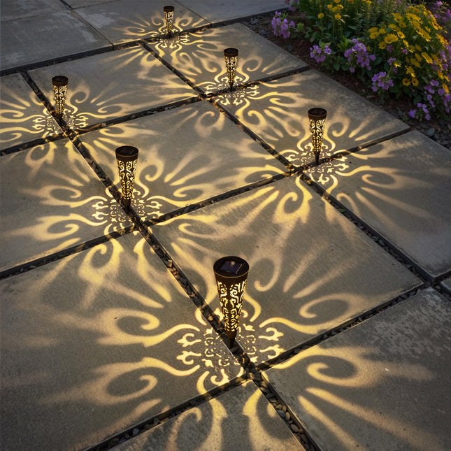 Go2garden 6Pcs Solar Lights Outdoor Decorative Conical Garden Stakes for Patio, Yard, Lawn, Pathway Decor Landscape Lighting Mothers' Day Garden s(Black)