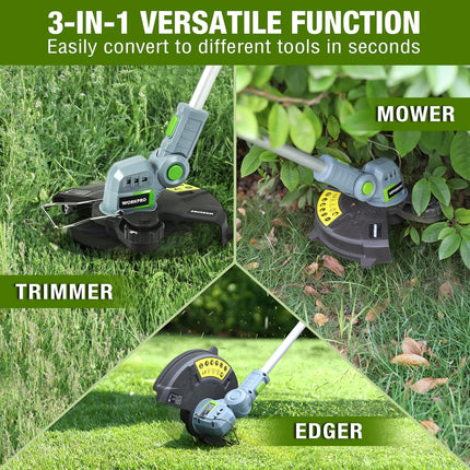 WORKPRO 20V Cordless String Trimmer/Edger, 12-inch, with 2Ah Lithium-Ion Battery, 1 Hour Quick Charger, 16.4ft Trimmer Line Included