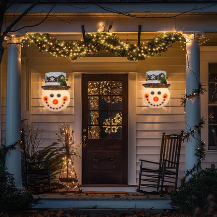 FUNPENY Snowman Christmas Porch Light Covers, Christmas Outdoor Decoration Holiday Light Covers for Porch Lights, Garage Lights, Large Light Fixtures