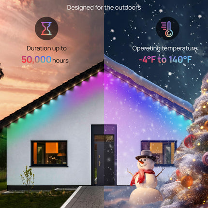 VCOKEN Permanent Outdoor Lights, 63.6ft with 36LED Outdoor Christmas Lights with App Control Remote, DIY Scene Modes Eaves IP65 Waterproof Lights for Christmas, Holiday, Outdoor Decor, Garden Decor