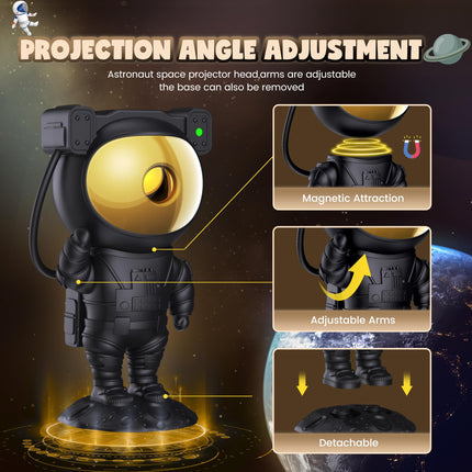 Black Astronaut Star Galaxy Projector, Starry Nebula Ceiling LED Night Light Lamp with Timer Remote, Kids Bedroom Adults Gaming Room Decor Aesthetic, for Christmas, Birthdays, Valentine's Day