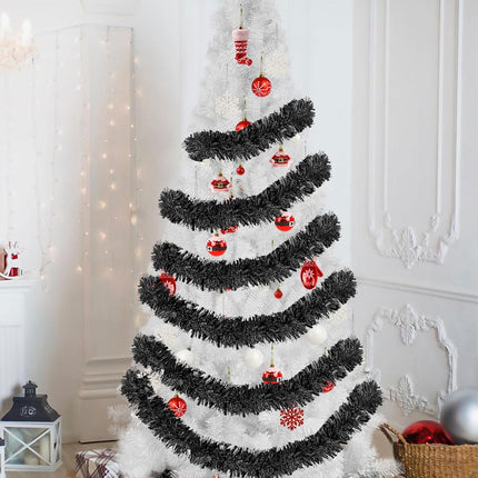 33 Feet Black Christmas Tinsel Garland, Christmas Metallic Hanging Tinsel Garland for Halloween Xmas Tree Home and Party Decoration
