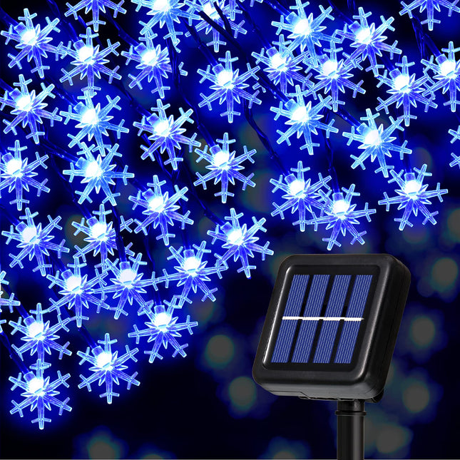 Mudder Bigger 33ft 80 Christmas LED Snowflake Lights Solar Powered Tiny Lights String Lights Waterproof String Lights for DIY Wedding Party Holiday (Blue Light)