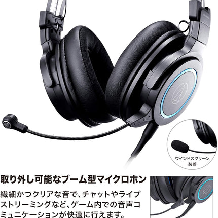 Audio-Technica ATH-G1 Premium Gaming Headset for PS5&Xbox Series X, Laptops, and PCs, with 3.5 mm Wired Connection, Detachable Mic, Black
