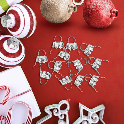 100 Sets Round Christmas Ornament Tops Caps, 0.4 in Silver Christmas Ornament Replacement Metal Tops, Ornament Topper Caps for Christmas Balls Xmas Tree Clear Ornaments Glass DIY Decor