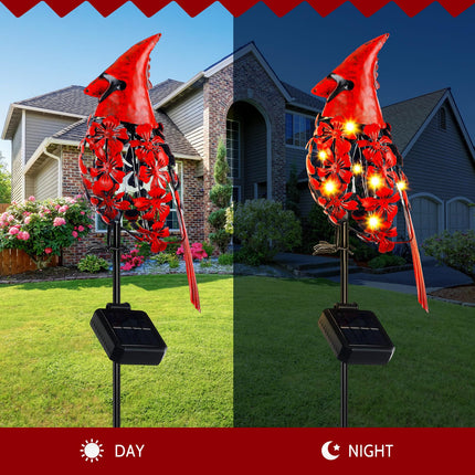 VIHOSE Cardinal Decor Garden Stake Solar Cardinal Garden Decor Metal Red Cardinal Bird Solar Lights Cardinal s for Christmas Outside Outdoor Yard Patio Lawn Porch Cemetery Grave