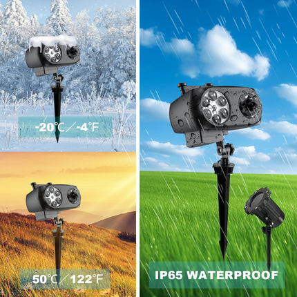 Christmas Halloween Projector Lights Outdoor, 2-in-1 Holiday LED Projection Light with 80 HD Moving Patterns & 3D Ocean Wave, IP65 Landscape Decor Lights with RF, for Year Easter Party Garden