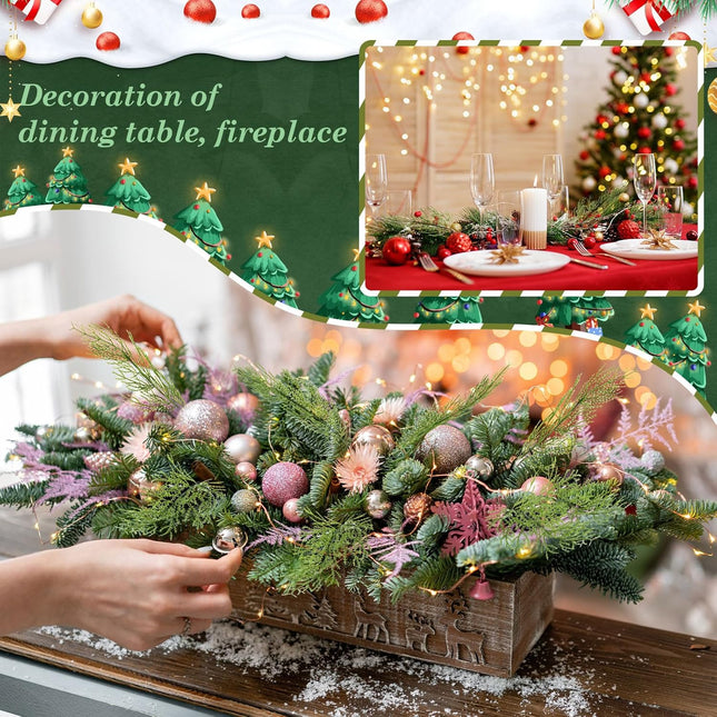 Giegxin 300 Pcs Artificial Pine Branches Christmas Greenery Sprigs and Twigs 13.39 Inch Faux Christmas Picks Pine Stems Bulk DIY Accessories for Holiday Xmas Tree Wreath Garland Home Garden Decoration