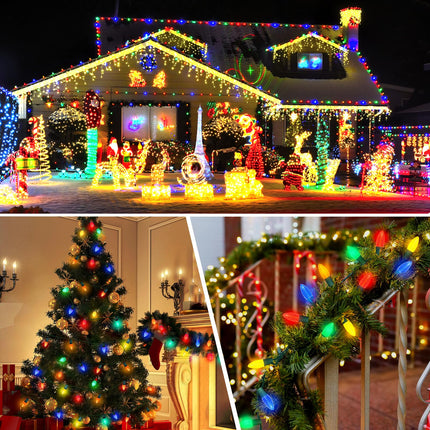 50 Packs C9 LED Christmas Light Bulbs Outdoor, Replacement Bulbs for Christmas String Lights, C9 Shatterproof LED Bulbs, Waterproof Dimmable Strawberry Lights Bulbs E17 Intermediate Base, Multicolor