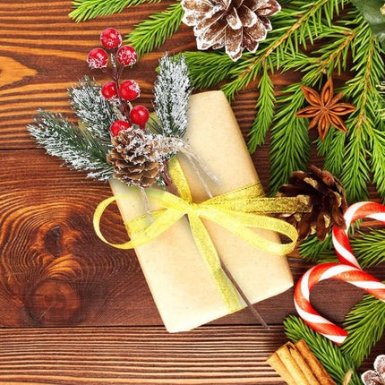 GREENWISH 10Pcs Christmas Pine Cone Picks Decorations, Christmas Red Berry Stems Wreath Picks Holly Spray for Winter Decoration Holiday Crafts, Xmas Decorations