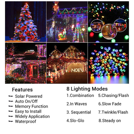 Flacchi 2 Pack Solar String Lights Each 72ft 200 LED 8 Modes Outdoor String Lights Waterproof Solar Fairy Lights for Garden, Patio, Fence, Balcony, Outdoors,Holiday Decoration