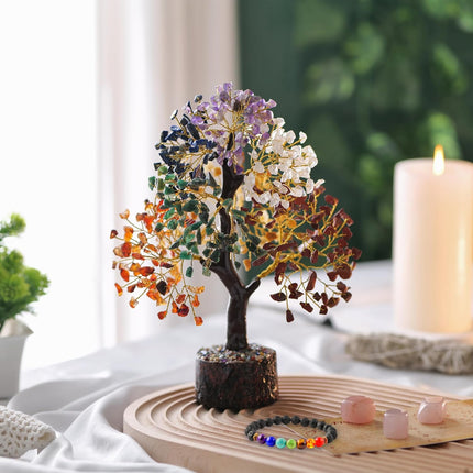 Seven Chakra Tree of Life, Crystal Tree for Positive Energy - Feng Shui Tree, Artificial Tree, Crystal Decoration, Money Tree, Handmade 7 Chakra Tree, Stone Tree, Healing Crystals, Spiritual s
