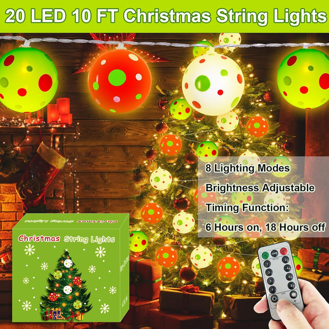 [Timer] Battery Operated Christmas Lights, Christmas Decorations for Tree, 10 FT 20 LED Waterproof Christmas Lights for Christmas Tree Wreath Window Wall Home Indoor Outdoor Decor