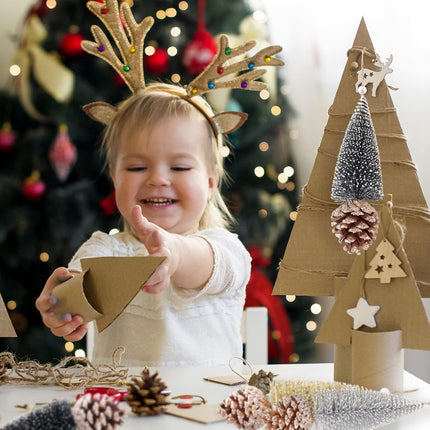4Pcs Artificial Mini Christmas Trees Cinnamon Pine Cones Sisal Trees with Christmas Pine Cones Decor Winter Crafts Ornaments Green Farmhouse Ornaments Hanging Christmas Decorations Outdoor