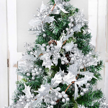 Artiflr Silver Berry Christmas Garland, 6Foot Flexible Artificial Berry Garland for Indoor Outdoor Home Fireplace Decoration for Winter Christmas Holiday Year Decor
