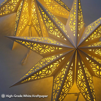 Christmas Star Paper Lantern with Fairy Lights – Hanging Lighted Paper Star Lampshade for Indoor Holiday & Party Decorations, Home & Window Décor