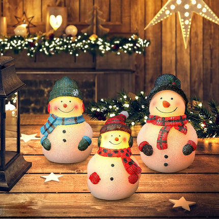 Christmas Flameless Candles, Set of 3 Santa Snowman Real Wax Candles, Battery Operated LED Candles with Remote and Timer for Christmas Tree, Holiday Home Décor (Red)