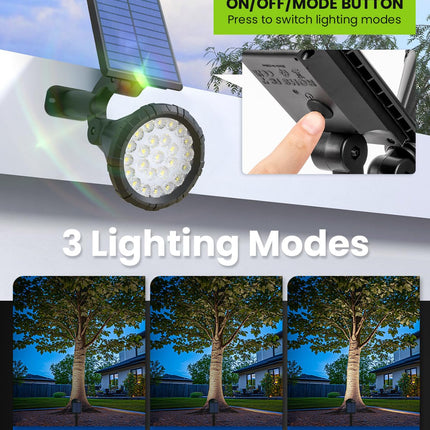 Solar Spot Lights Outdoor Waterproof, Flag Pole Light Solar Powered Halloween Lights, Landscape Spotlights for Tree, House, Yard, Garden, Christmas Decorations-2 Pack