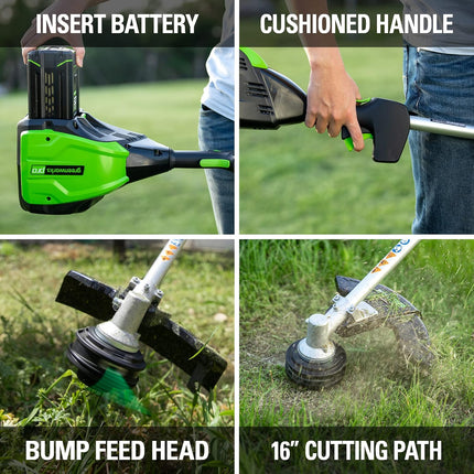 Greenworks Pro 80V (145 MPH / 580 CFM) Brushless Cordless Axial Blower, Tool Only BL80L01 & Greenworks PRO 16-Inch 80V Cordless String Trimmer (Attachment Capable), Battery Not Included GST80320