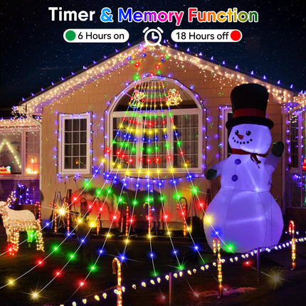 Christmas Decorations Lights 696 LED 24FT Christmas Lights Outdoor with 9 Strands Waterfall Lights 8 Modes IP65 Waterproof for Xmas Yard Garden Holiday Wedding Party