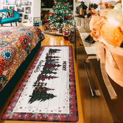 Homcomoda Christmas Tree Kitchen Mats 2 Piece Set Non Slip Waterproof Kitchen Rugs and Mats Anti Fatigue Cushioned Kitchen Floor Mats Farmhouse Xmas Comfort Standing Mat for Floor Kitchen Sink Laundry