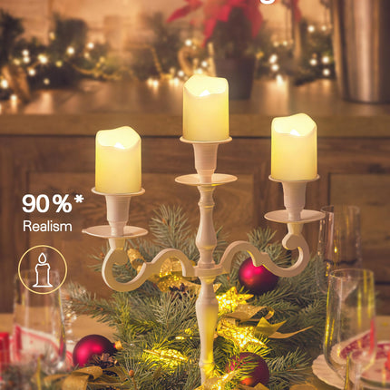 SHYMERY Flameless Votive Candles with Timer,12 Pack Last 15 Days Battery Operated Flickering LED Candles,18 Hours Off in 24 Hours Auto Tea Lights for Halloween Christmas Wedding Decorations1.48 x1.6