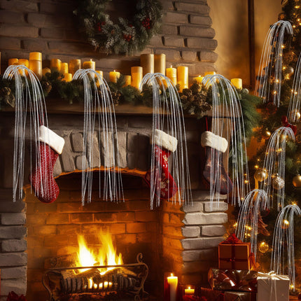 30 Pcs Long Glitter Firework Spray Picks 35.5 Inch Soft Christmas Curly Willow Sparkle Pine Sticks Dazzling Xmas Tree Ornaments for Mantel Fireplace Door Tree Winter Wreath Home Vase Decor(Silver)