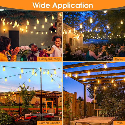 Outdoor String Lights for Patio, 100ft Waterproof Shatterproof Hanging Lights with Remote, Dimmable Outside Lighting for Porch Deck Garden Backyard