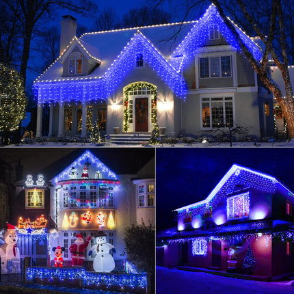 Blue Christmas Lights, 66Ft 736 LED Blue Icicle Lights Outdoor with 138 Drops, 8 Modes Remote and Timer Halloween Icicle Lights, Hanukkah Blue Lights