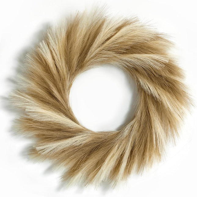 Serwalin 24” Pampas Grass Wreaths, Ivory and Taupe Pampas Wreaths Home Decor, Front Door Decor Pampas Feather Wreath for DIY Arrangement Farmhouse Beach Boho Table Centerpieces Bathroom Bedroom Decor