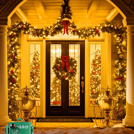 Brightown Christmas Tree Lights Battery Operated Outdoor, 10Ft 120 LED Christmas Cluster Lights Firecracker String Lights Waterproof Twinkle Lights for Indoor Wreath Xmas Tree Christmas Decorations