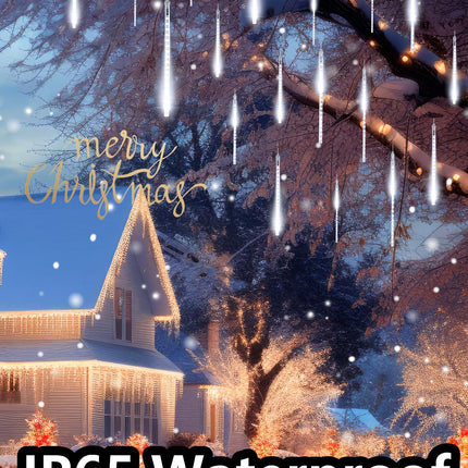 Minetom Solar Meteor Shower Icicle Lights,20 Tubes 480 LED Solar Christmas Lights Outdoor Waterproof, Cascading Lights Falling Rain Lights for Holiday Party Wedding Christmas Decorations, Pure White
