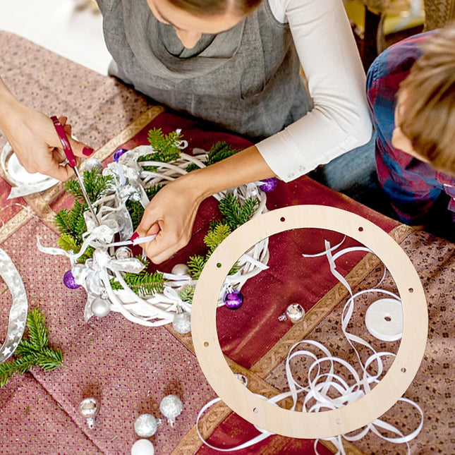 MILISTEN 6pcs Wooden Round Wreath Rings, Wooden Floral Hoops with Holes, Wreath Frame Circles, Christmas Wreath Boards Flower Boards for Christmas Wedding Wreath Decor and Wall Hanging Craft