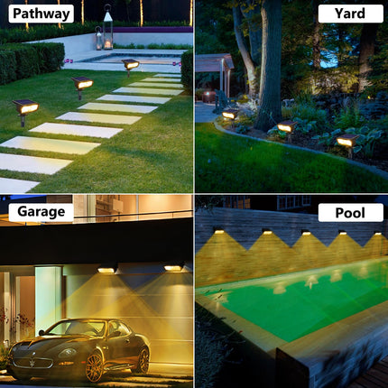 Toodour Solar Spot Lights Outdoor, 4 Pack Solar Christmas Lights Outdoor with 2 Modes, Waterproof Solar Powered Flood Lights Landscape Lighting for Yard Garden Pathway Walkway Xmas Decor - Warm White