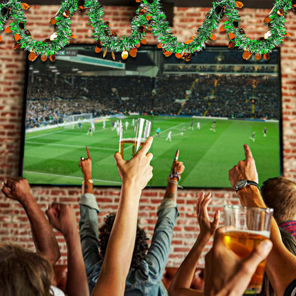 52.5 Feet Football Tinsel Garland 8 Pieces Green Tinsel Garland Superbowl Party Decorations Shiny Twist Garland Shiny Decoration for Boys Football Birthday Party Wreath Hanging Decor