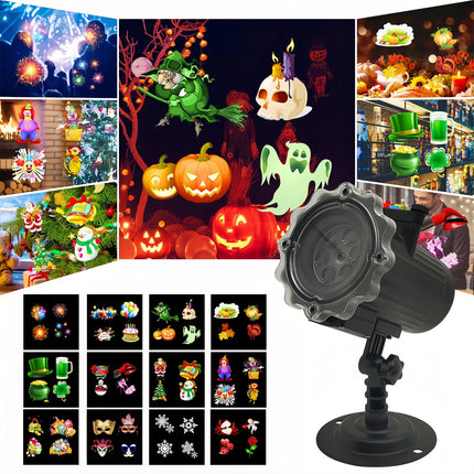 Halloween Christmas Decorations Projector Lights Outdoor, Waterproof 12 HD Patterns Holiday Projector Light with Remote Control for Halloween Xmas Holiday Window Garden Landscape
