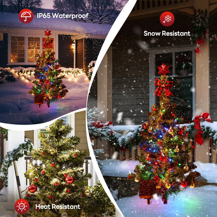 Solar Christmas Tree Lights Outdoor, 39 Inches Solar Powered Christmas Lights Outdoor Waterproof, 100 LED Christmas Decorations Lights Outside, 8 Modes Outdoor Xmas Tree Decor For Yard Garden Cemetery