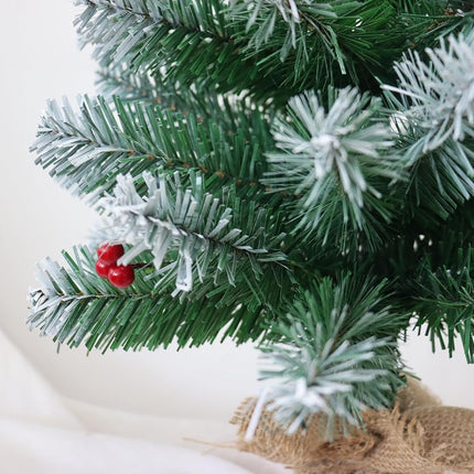 MYCIMER No Install Mini Christmas Tree with Unlit Flocked Decor, 24-Inch DIY Tabletop Mini Christmas Tree