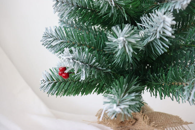 MYCIMER No Install Mini Christmas Tree with Unlit Flocked Decor, 24-Inch DIY Tabletop Mini Christmas Tree