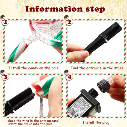 VIHOSE 8 Pcs Lollipop Christmas Pathway Lights Outdoor Led Waterproof Peppermint Outdoor Christmas Decorations with Bows Candy Cane Landscape Path Lights with 8 Modes for Garden Yard Patio, 27.5 Inch
