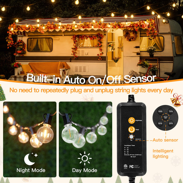shineshine 150 FT Outdoor String Lights with Remote/Dimmer, Waterproof Patio Lights with 75+4 LED Shatterproof Bulbs, Connectable Outside Hanging Light for Yard Porch Deck Christmas