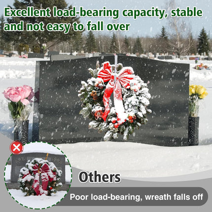 MADHOLLY Christmas Headstone Wreath Hanger, Adjustable Cemetery Headstones Wreath Holder, Durable Aluminum Gravestone Wreath Stand for Christmas Grave Decoration (6.1-11in)
