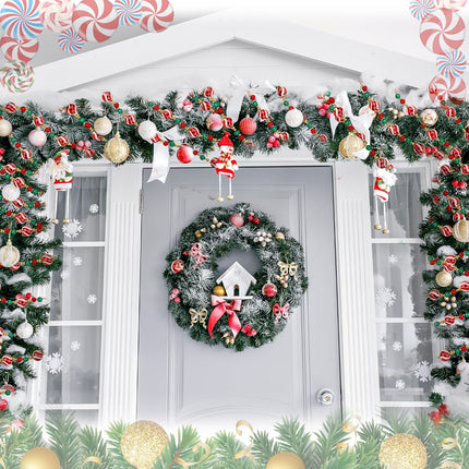 Crowye 40 ft Christmas Tree Garland Plastic Candy Bead Peppermint Ball Christmas Garland Candy Cane Christmas Decorations Christmas Beaded Garland for Xmas Party Fireplace Home Decor (Xmas Ball)