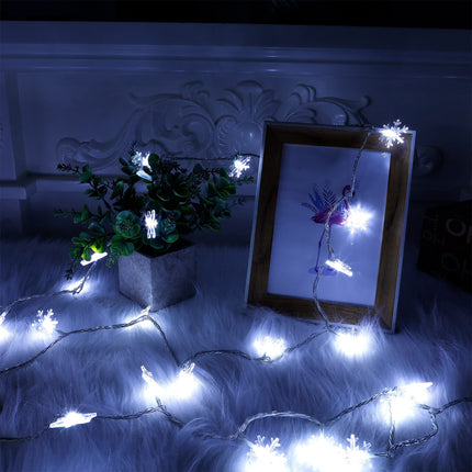 Twinkle Star 100 LED Christmas Snowflake String Lights, 49 FT Plug in Fairy Light Waterproof, Extendable for Indoor Outdoor Holiday Wedding Party, Xmas Tree, Year, Garden Decorations (White)