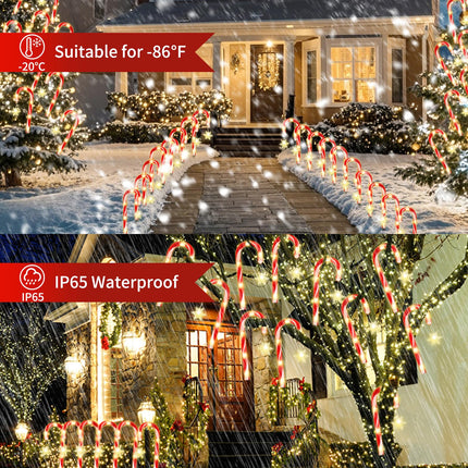21" Candy Cane Christmas Decorations Outdoor 12 Packs Jumbo Candy Cane Pathway Lights 8 Modes LED Outdoor Candy Cane Decorations Christmas Pathway Lights for Party Patio Garden Lawn Yard Decor