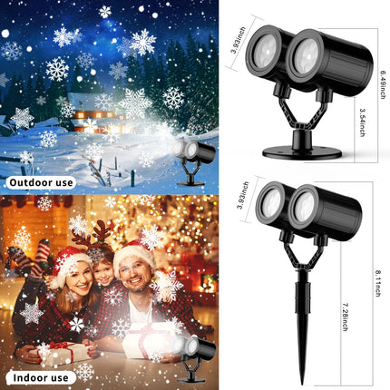 Christmas Snowflake Projector Light d Dual-Head Snowflake Projector Lights Waterproof LED Snowfall Projector Lights for Holiday Snowflake Lights for Wall Window Decoration