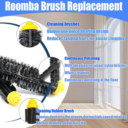 Parts For Irobot Roomba 600 500 Series 694 695 677 671 690 680 660 650 620 614 595 585 564 Vacuum Robotic,2 Bristle Brush, 2 Beater Brush, 8 Spinning Side Brush, 8 Aerovac Filters