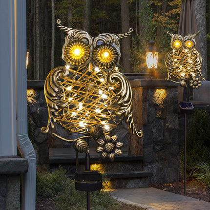 Homeleo Rustic Solar Owl Lights, Outdoor Garden Decorative Owl Stake with Glowing Eyes, Waterproof Pathway Landscape Lighting for Yard Decor, Halloween Christmas Decorations, Unique Garden Decor