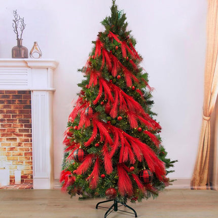 Red Christmas Pampas Grass Garland, 2 Pcs 6.5 Ft Pampas Grass Christmas Tree Garland Hanging Decorations for Xmas Party Indoor Outdoor